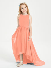 Asymmetrical Junior Bridesmaid Dresses with Scoop Neckline Sunset
