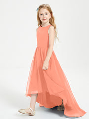 Asymmetrical Junior Bridesmaid Dresses with Scoop Neckline Sunset