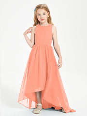 Asymmetrical Junior Bridesmaid Dresses with Scoop Neckline Sunset