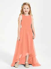 Asymmetrical Junior Bridesmaid Dresses with Scoop Neckline Sunset