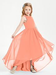 Asymmetrical Junior Bridesmaid Dresses with Scoop Neckline Sunset