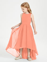 Asymmetrical Junior Bridesmaid Dresses with Scoop Neckline Sunset