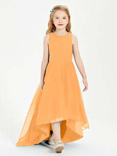 Asymmetrical Junior Bridesmaid Dresses with Scoop Neckline Tangerine