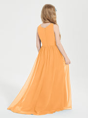 Asymmetrical Junior Bridesmaid Dresses with Scoop Neckline Tangerine