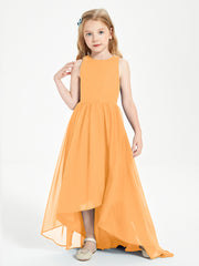 Asymmetrical Junior Bridesmaid Dresses with Scoop Neckline Tangerine