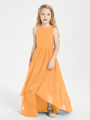 Asymmetrical Junior Bridesmaid Dresses with Scoop Neckline Tangerine