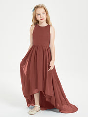 Asymmetrical Junior Bridesmaid Dresses with Scoop Neckline Terracotta