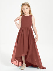 Asymmetrical Junior Bridesmaid Dresses with Scoop Neckline Terracotta
