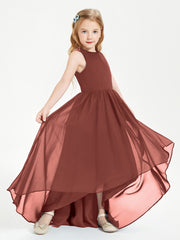 Asymmetrical Junior Bridesmaid Dresses with Scoop Neckline Terracotta
