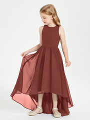 Asymmetrical Junior Bridesmaid Dresses with Scoop Neckline Terracotta