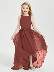 Asymmetrical Junior Bridesmaid Dresses with Scoop Neckline Terracotta