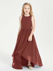 Asymmetrical Junior Bridesmaid Dresses with Scoop Neckline Terracotta