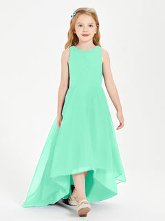 Asymmetrical Junior Bridesmaid Dresses with Scoop Neckline Turquoise