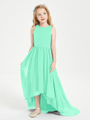 Asymmetrical Junior Bridesmaid Dresses with Scoop Neckline Turquoise