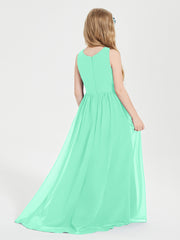 Asymmetrical Junior Bridesmaid Dresses with Scoop Neckline Turquoise