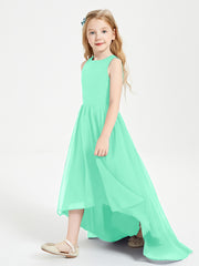 Asymmetrical Junior Bridesmaid Dresses with Scoop Neckline Turquoise