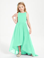 Asymmetrical Junior Bridesmaid Dresses with Scoop Neckline Turquoise