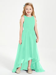 Asymmetrical Junior Bridesmaid Dresses with Scoop Neckline Turquoise