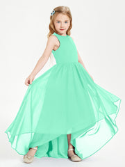 Asymmetrical Junior Bridesmaid Dresses with Scoop Neckline Turquoise