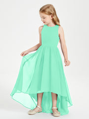 Asymmetrical Junior Bridesmaid Dresses with Scoop Neckline Turquoise