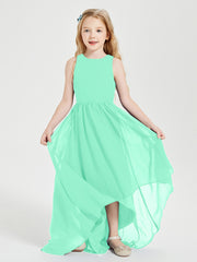 Asymmetrical Junior Bridesmaid Dresses with Scoop Neckline Turquoise