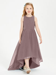 Asymmetrical Junior Bridesmaid Dresses with Scoop Neckline Vintage Mauve