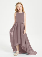 Asymmetrical Junior Bridesmaid Dresses with Scoop Neckline Vintage Mauve
