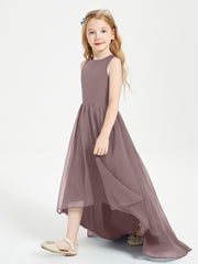Asymmetrical Junior Bridesmaid Dresses with Scoop Neckline Vintage Mauve