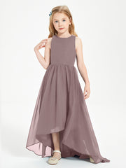 Asymmetrical Junior Bridesmaid Dresses with Scoop Neckline Vintage Mauve
