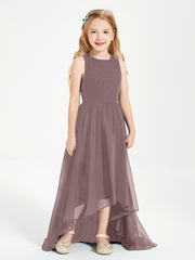 Asymmetrical Junior Bridesmaid Dresses with Scoop Neckline Vintage Mauve