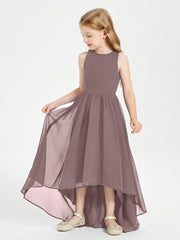 Asymmetrical Junior Bridesmaid Dresses with Scoop Neckline Vintage Mauve