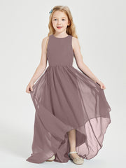 Asymmetrical Junior Bridesmaid Dresses with Scoop Neckline Vintage Mauve