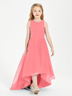 Asymmetrical Junior Bridesmaid Dresses with Scoop Neckline Watermelon