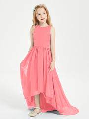 Asymmetrical Junior Bridesmaid Dresses with Scoop Neckline Watermelon