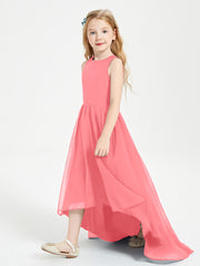 Asymmetrical Junior Bridesmaid Dresses with Scoop Neckline Watermelon