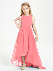 Asymmetrical Junior Bridesmaid Dresses with Scoop Neckline Watermelon