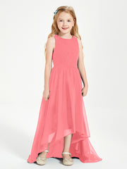 Asymmetrical Junior Bridesmaid Dresses with Scoop Neckline Watermelon