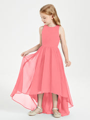 Asymmetrical Junior Bridesmaid Dresses with Scoop Neckline Watermelon