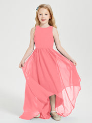 Asymmetrical Junior Bridesmaid Dresses with Scoop Neckline Watermelon