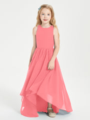 Asymmetrical Junior Bridesmaid Dresses with Scoop Neckline Watermelon