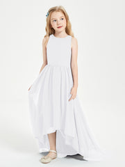 Asymmetrical Junior Bridesmaid Dresses with Scoop Neckline White
