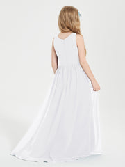 Asymmetrical Junior Bridesmaid Dresses with Scoop Neckline White