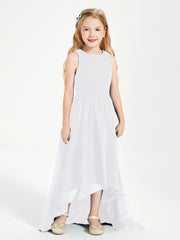 Asymmetrical Junior Bridesmaid Dresses with Scoop Neckline White