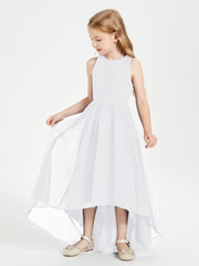 Asymmetrical Junior Bridesmaid Dresses with Scoop Neckline White