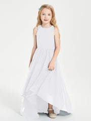 Asymmetrical Junior Bridesmaid Dresses with Scoop Neckline White