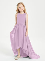 Asymmetrical Junior Bridesmaid Dresses with Scoop Neckline Wisteria