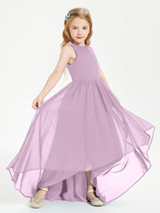 Asymmetrical Junior Bridesmaid Dresses with Scoop Neckline Wisteria