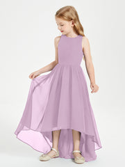 Asymmetrical Junior Bridesmaid Dresses with Scoop Neckline Wisteria