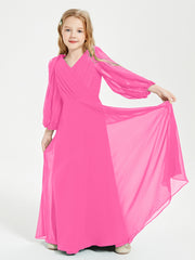 Modest Long Sleeved Junior Bridesmaid Gowns Azalea