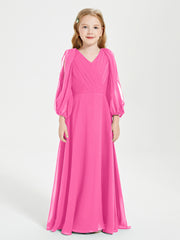 Modest Long Sleeved Junior Bridesmaid Gowns Azalea